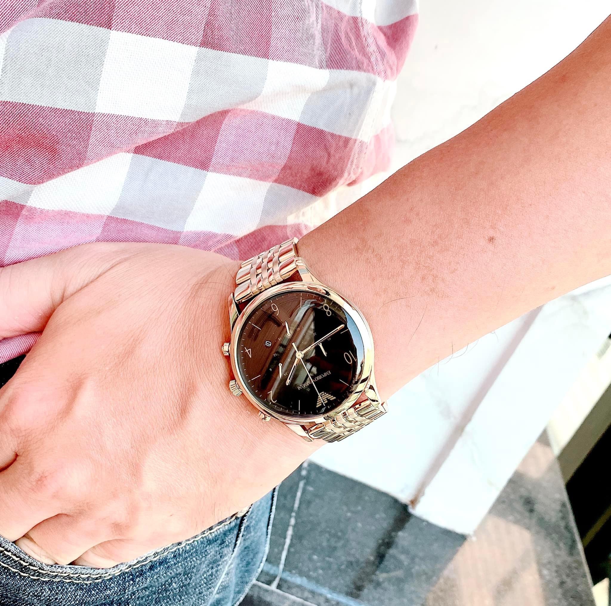 Đồng Hồ Emporio Armani Vàng Full Gold Luxury |Nam Giới |Dây Kim Loại |Máy Pin (Quartz) |Size 43mm |Donghogiatot.vn