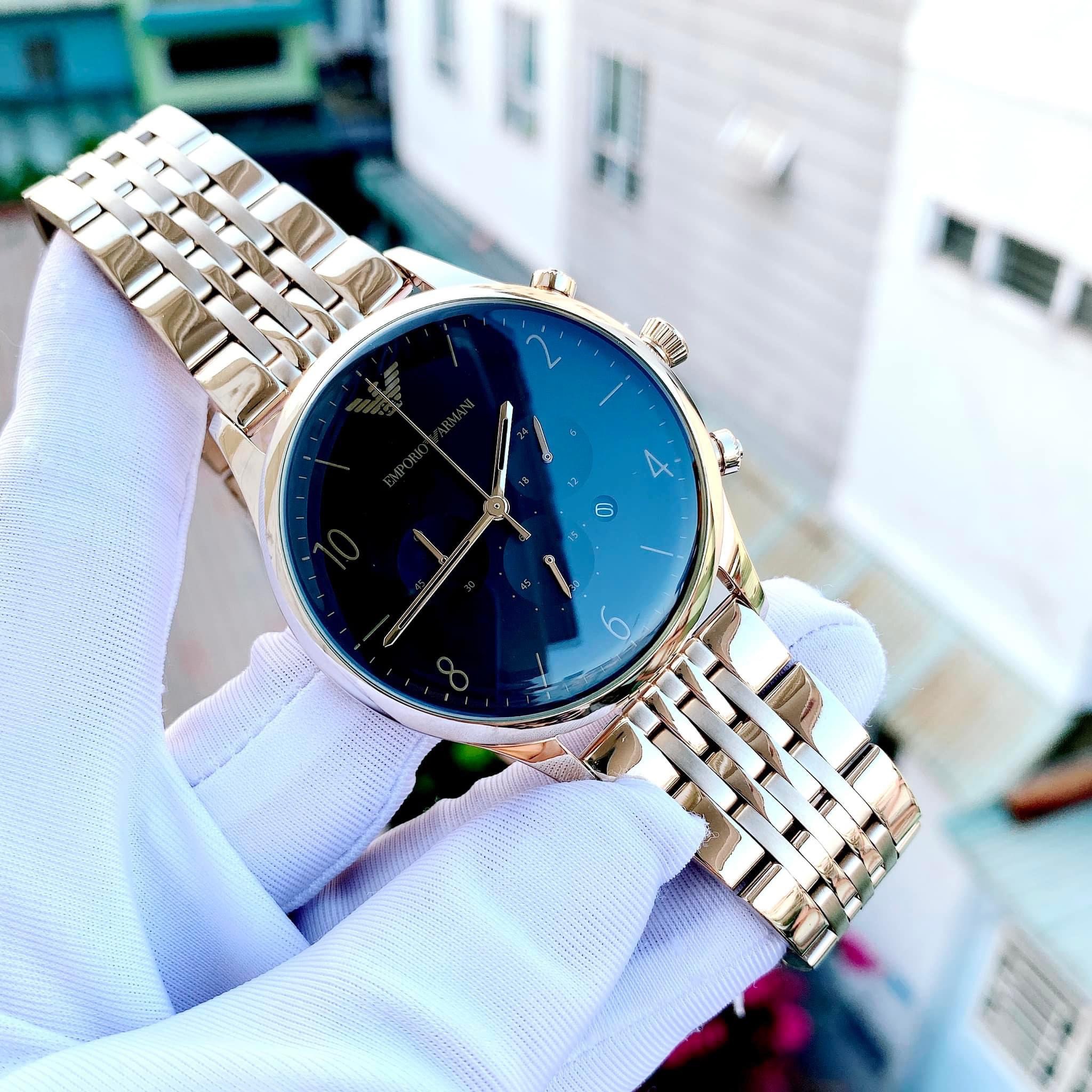 Đồng Hồ Emporio Armani Vàng Full Gold Luxury |Nam Giới |Dây Kim Loại |Máy Pin (Quartz) |Size 43mm |Donghogiatot.vn