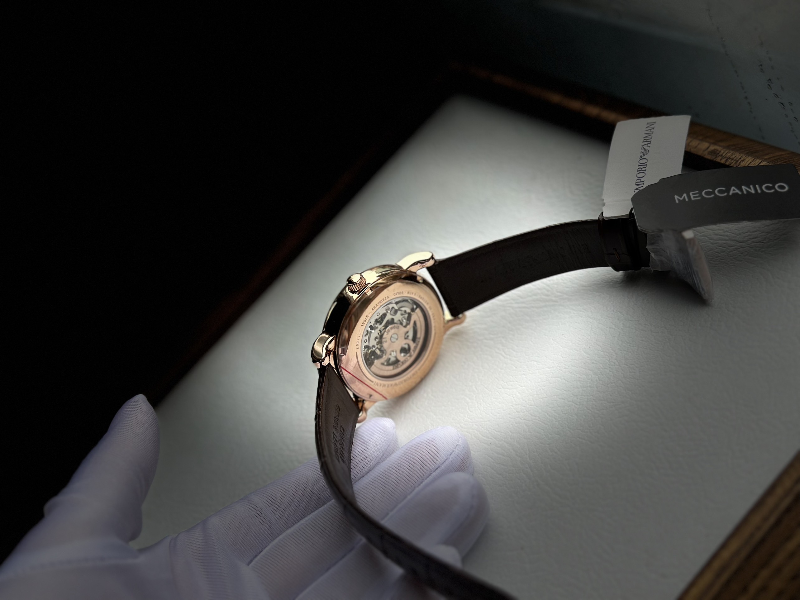 Đồng Hồ Emporio Armani Skeleton |Rose Gold |Nam Giới |Dây Da |Máy Cơ (Automatic) |Size 41mm |Donghogiatot.vn