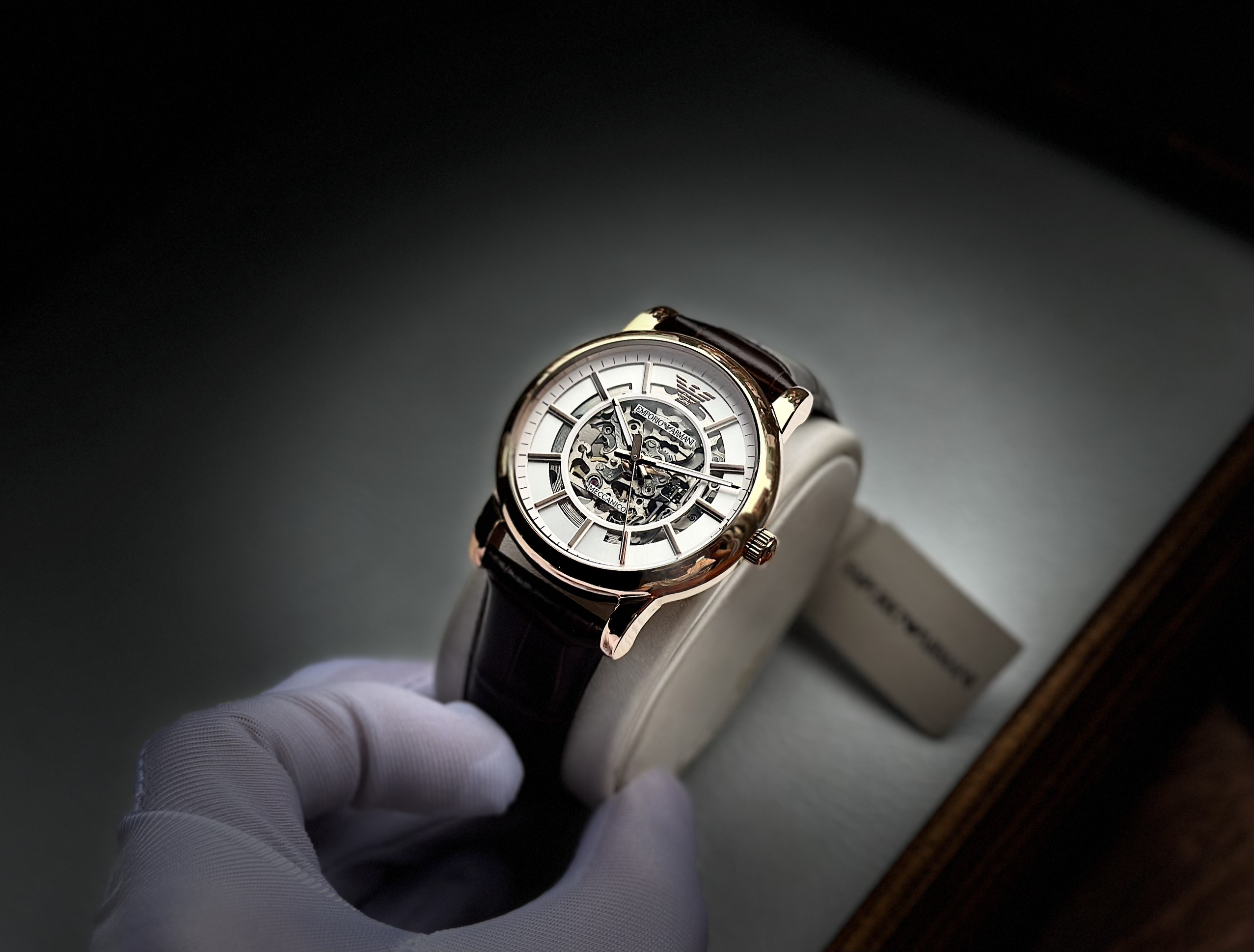 Đồng Hồ Emporio Armani Skeleton |Rose Gold |Nam Giới |Dây Da |Máy Cơ (Automatic) |Size 41mm |Donghogiatot.vn