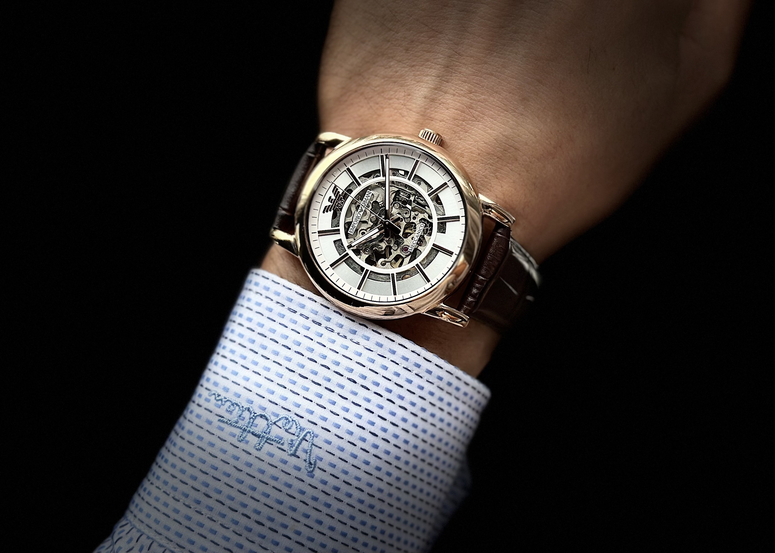 Đồng Hồ Emporio Armani Skeleton |Rose Gold |Nam Giới |Dây Da |Máy Cơ (Automatic) |Size 41mm |Donghogiatot.vn