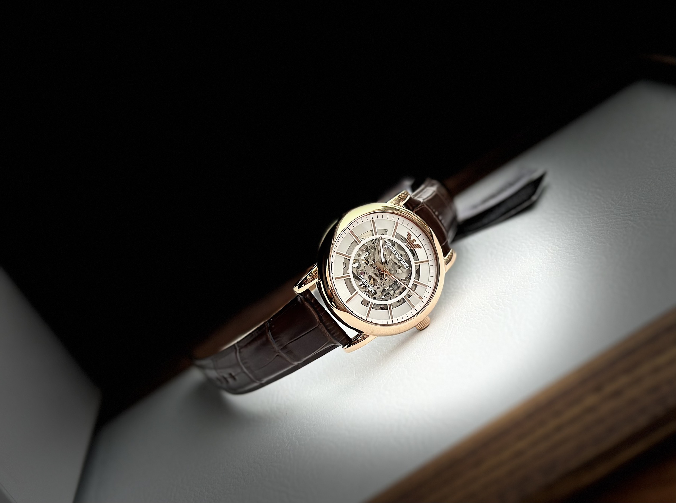 Đồng Hồ Emporio Armani Skeleton |Rose Gold |Nam Giới |Dây Da |Máy Cơ (Automatic) |Size 41mm |Donghogiatot.vn