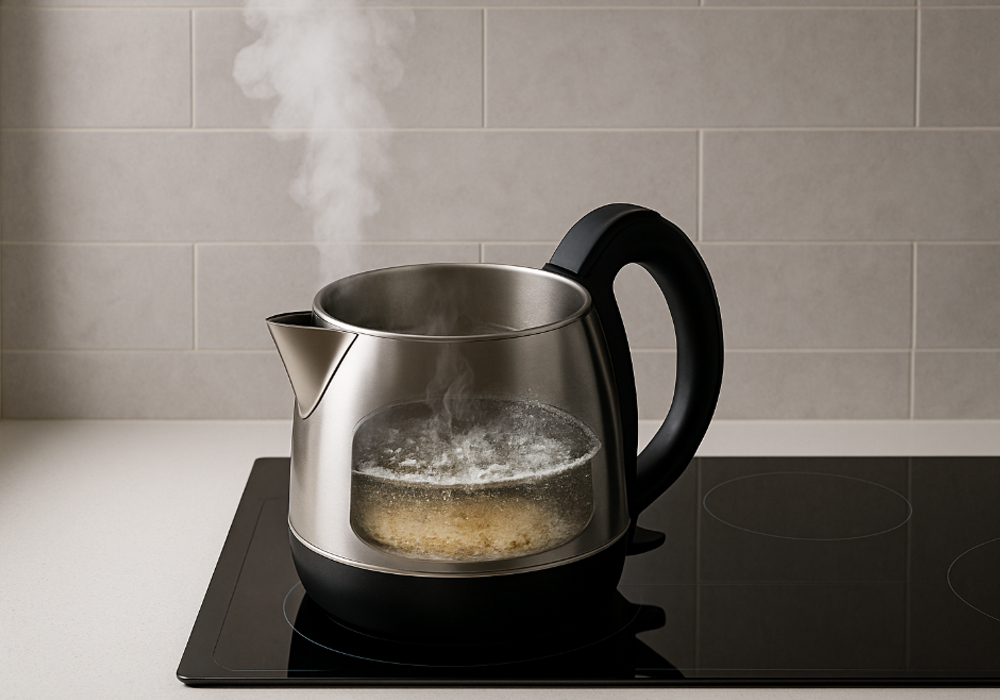 Làm sạch đáy ấm đun nước bị đóng cặn