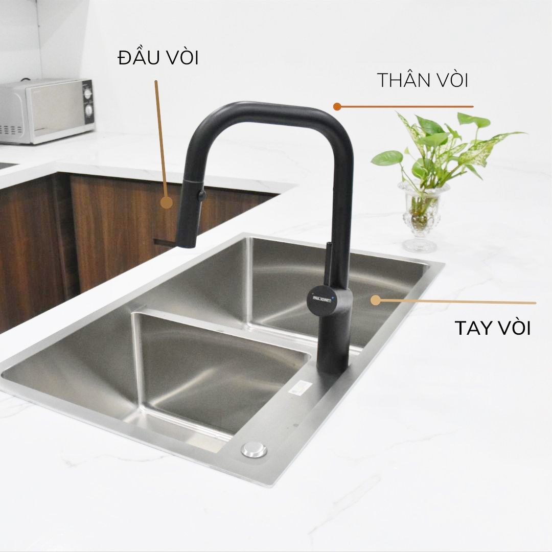 Cấu tạo cơ bản của vòi rửa bát rút dây