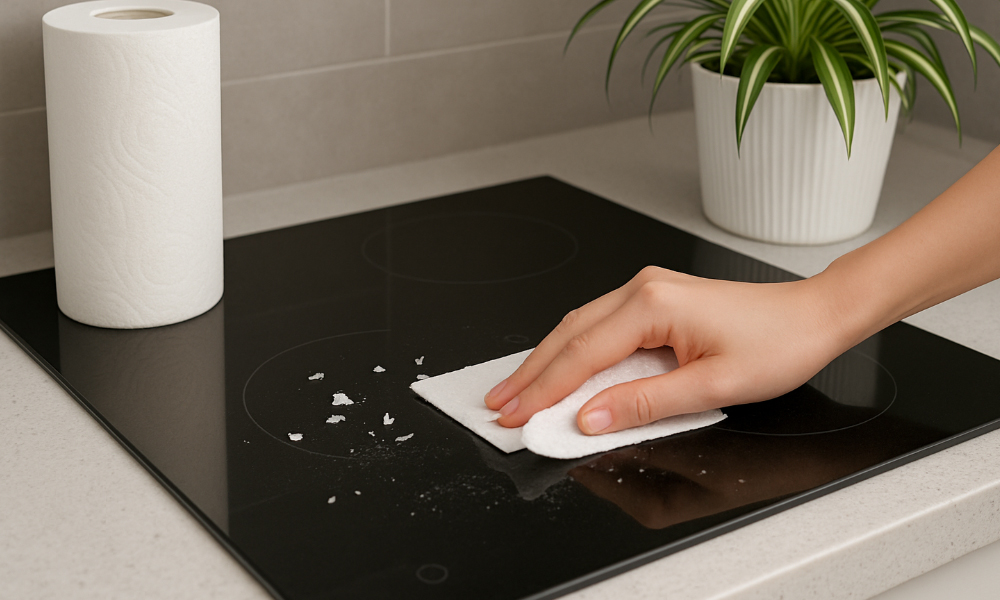 vết bẩn khi vệ sinh bếp bằng giấy