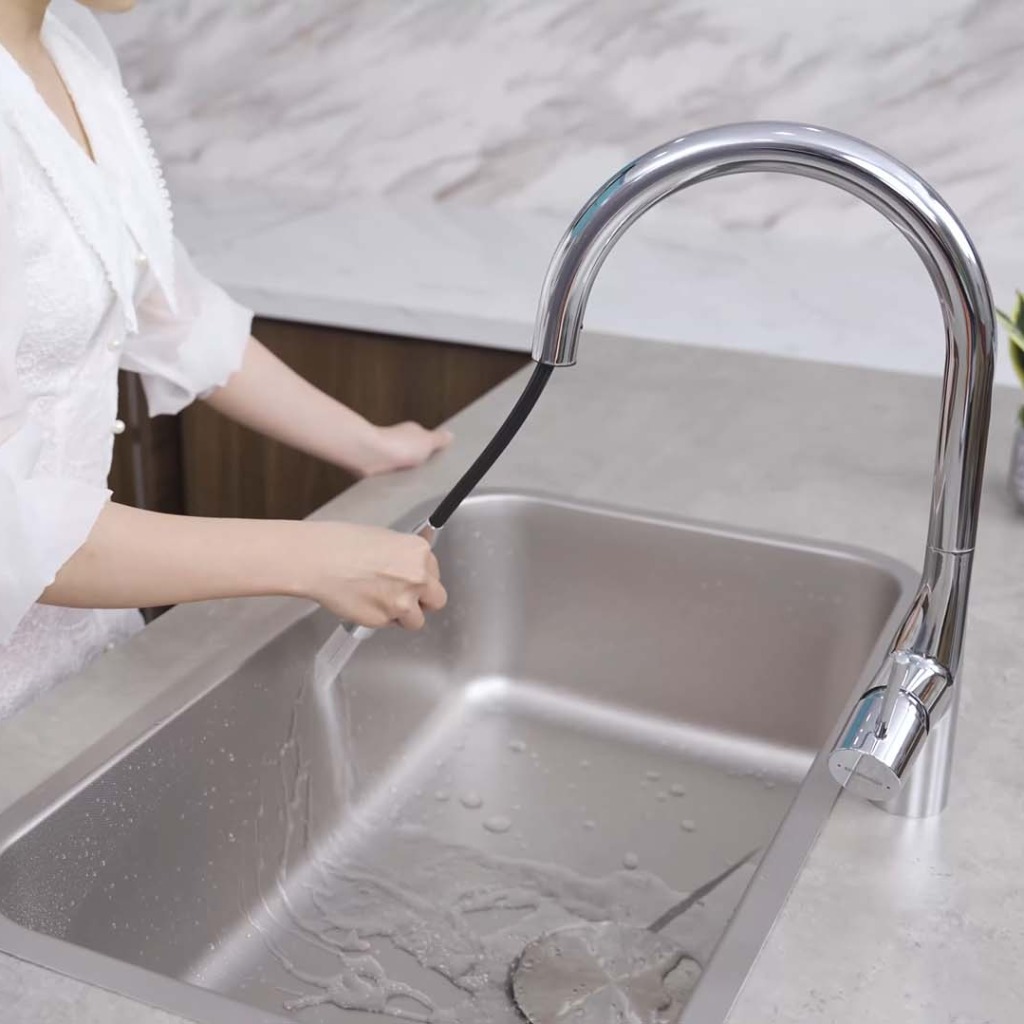 vòi rửa bát nóng lạnh dây rút PA335K