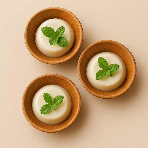 Chén mo cau tròn đựng bánh panna cotta – gợi ý trang trí đẹp mắt cho món tráng miệng