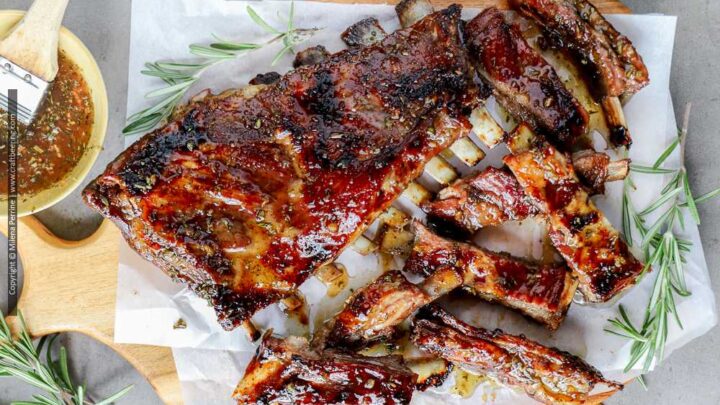 BẸ SƯỜN CỪU ÚC CẮT KIỂU PHÁP - nướng mật ong