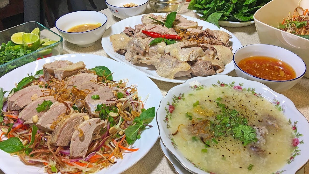 vịt nguyên con cháo gỏi