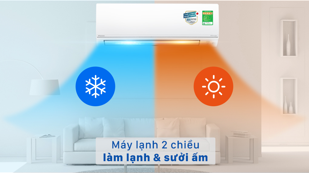 Điều hòa Daikin 2 chiều 24000BTU inverter FTHF71XVMV - mát lạnh mùa hè - ấm áp mùa đông