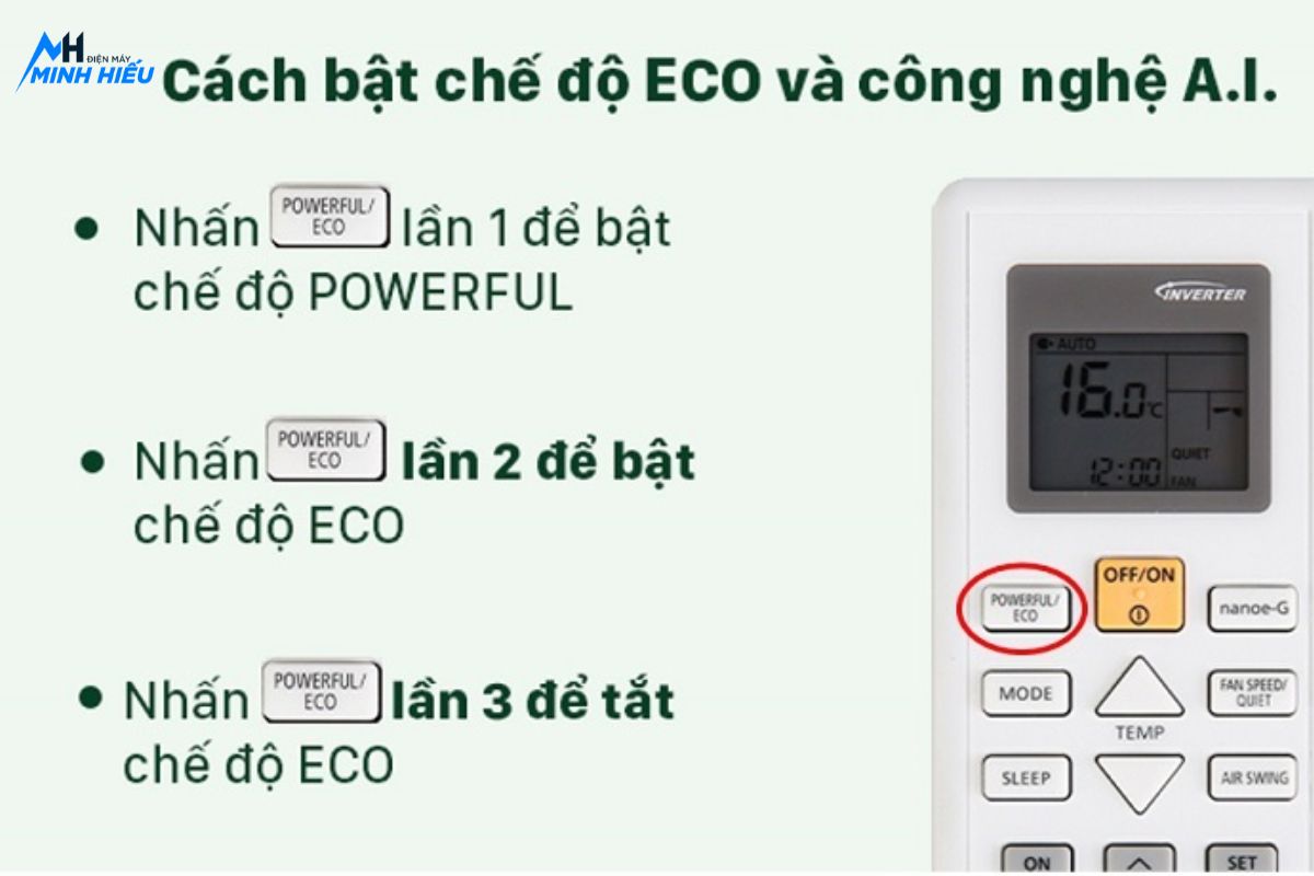 Cách bật chế độ ECO trên điều khiển điều hòa Panasonic