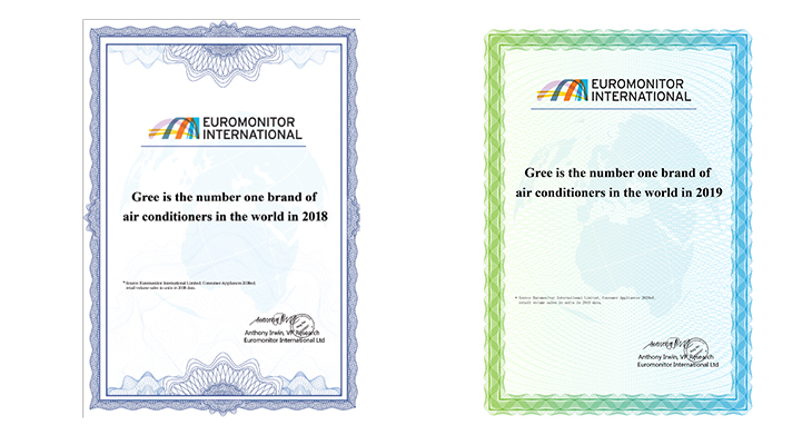 Chứng chỉ điều hòa Gree trên thế giới