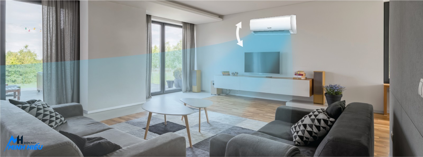 Điều Hòa Funiki 2 Chiều 24000Btu HSH24TMU - cánh đảo gió rộng