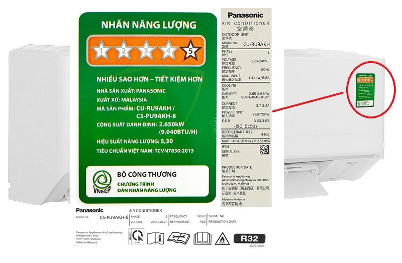nhãn năng lượng của điều hòa panasonic