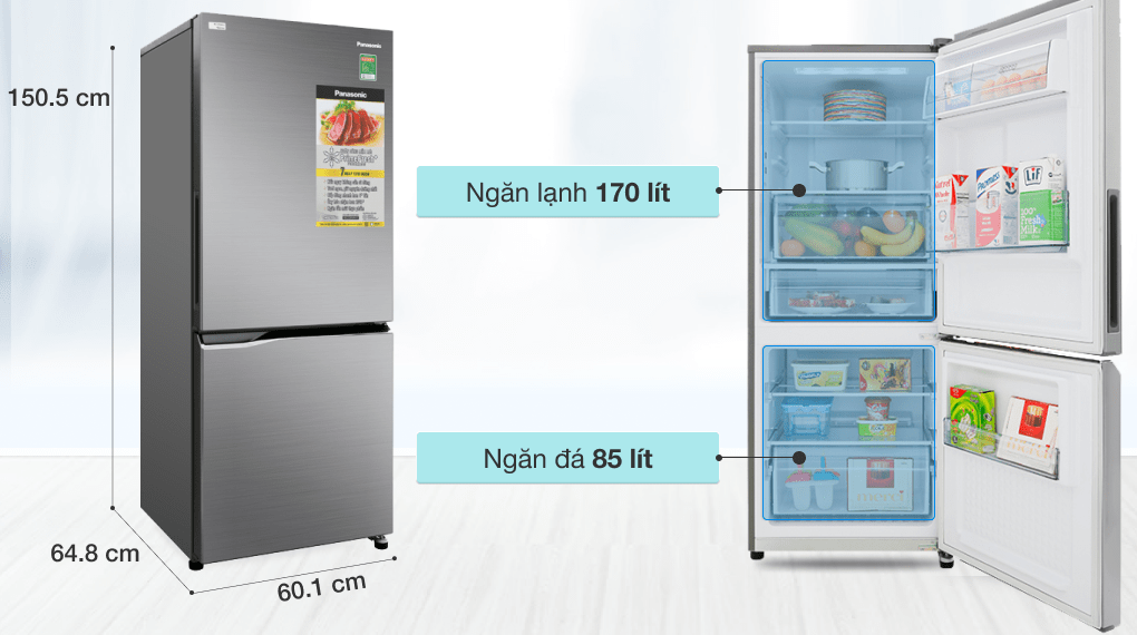 Tủ Lạnh Panasonic 2 Cánh 255 Lít NR-BV280QSVN- Dung tích