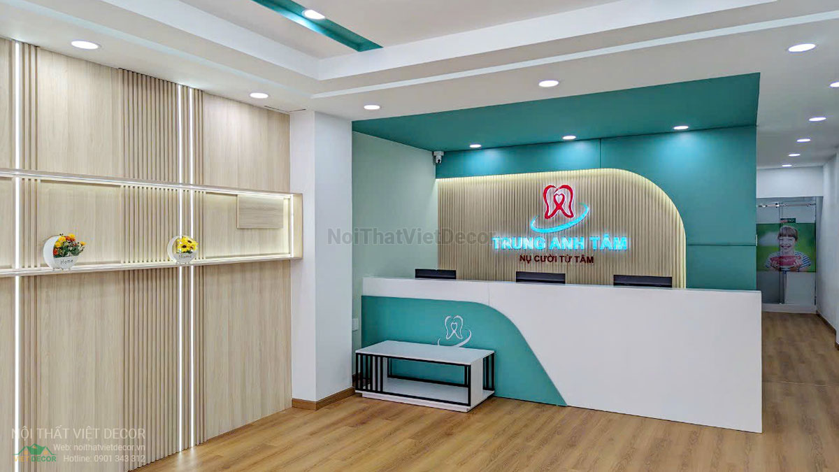 Nội thất Việt Decor thiết kế thi công nội thất, hoàn thiện phòng khám nha khoa Trung Anh Tâm quận 10 thành phố Hồ Chí Minh, reception