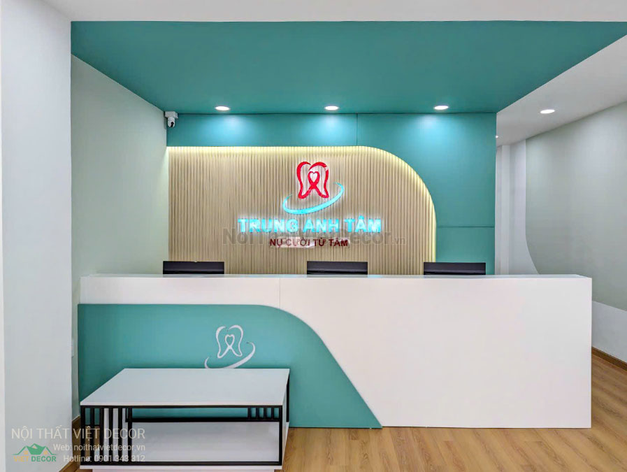 Nội thất Việt Decor thiết kế thi công nội thất, hoàn thiện phòng khám nha khoa Trung Anh Tâm quận 10 thành phố Hồ Chí Minh, reception