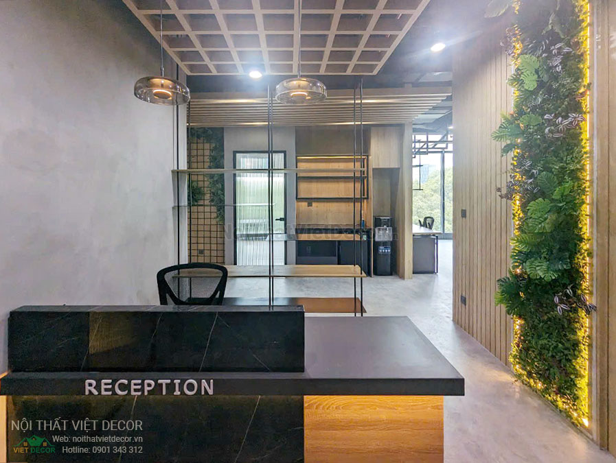 Nội thất Việt Decor thiết kế thi công nội thất, hoàn thiện văn phòng làm việc tòa nhà Cienco4 Building quận 3 thành phố hồ chí minh, reception