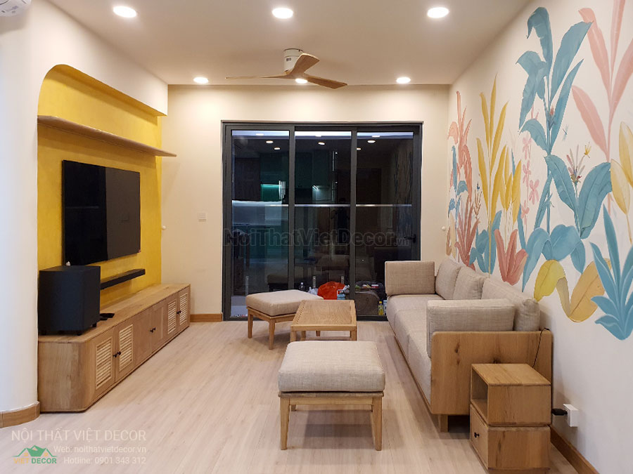Nội thất Việt Decor thiết kế thi công nội thất căn hộ 3 phòng ngủ chung cư Diamond Alnata, quận Tân Phú TP Hồ Chí Minh, phòng khách
