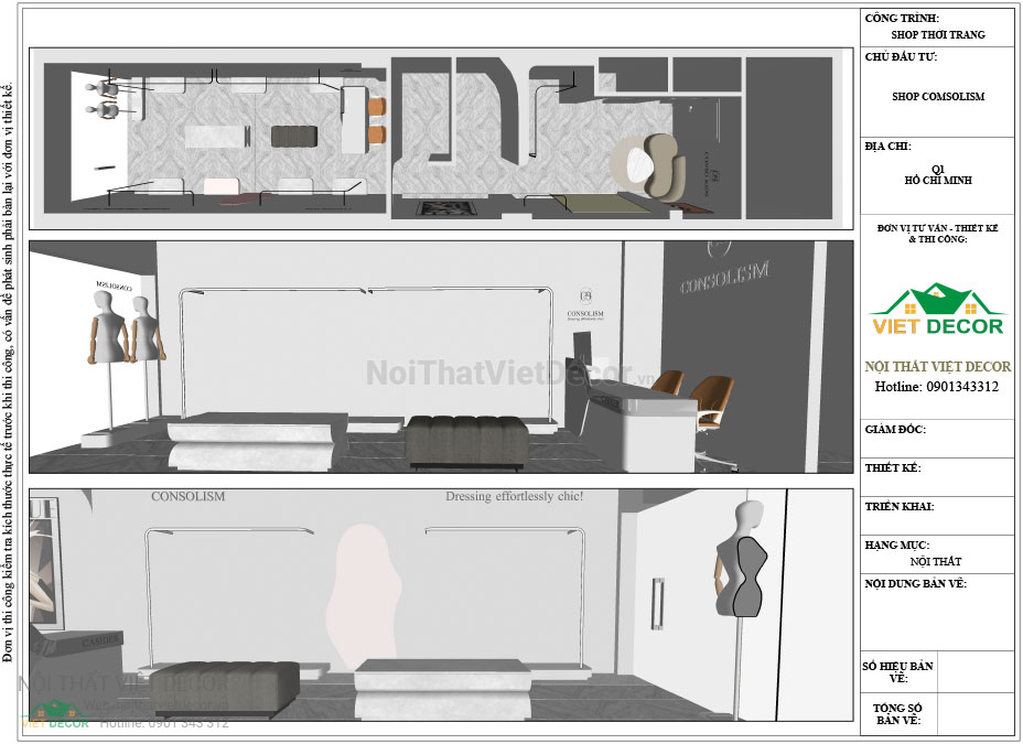 Nội thất Việt Decor hồ sơ thiết kế chi tiết thi công 2D cửa hàng thời trang consolism quận 1 hồ chí minh