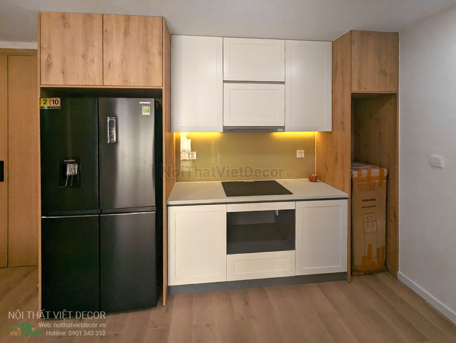 Nội Thất Việt Decor thiết kế thi công nội thất căn hộ 2 phòng ngủ chung cư Quận 9 Hồ Chí Minh, tủ bếp chữ I