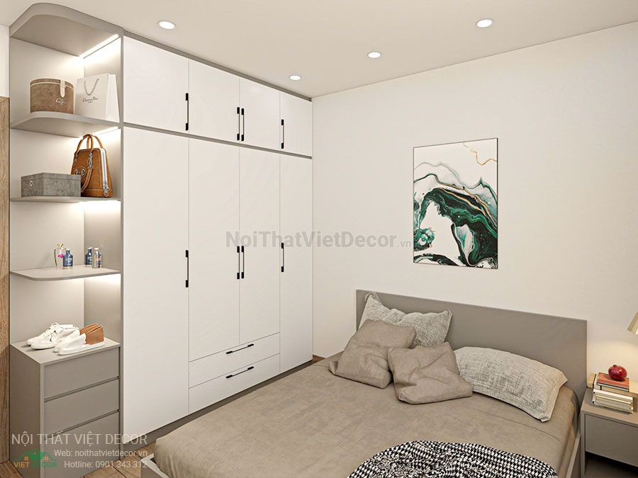 Nội thất Việt Decor thiết kế thi công nội thất nhà liên kế 3 tầng thuộc dự án Lavilla Tân An, Long An, phòng ngủ 2 tầng 3