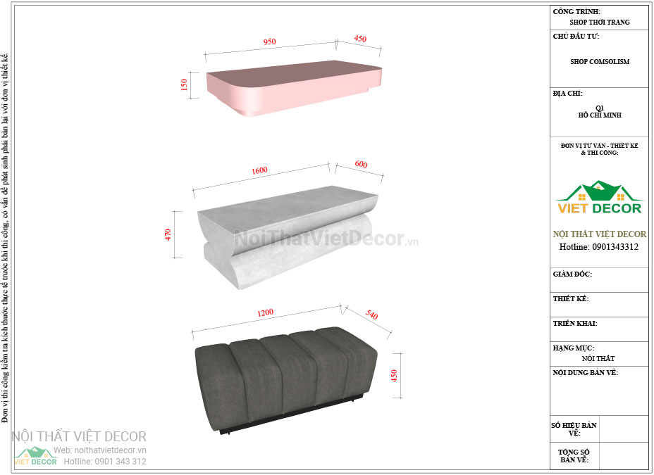 Nội thất Việt Decor hồ sơ thiết kế chi tiết thi công 2D cửa hàng thời trang consolism quận 1 hồ chí minh