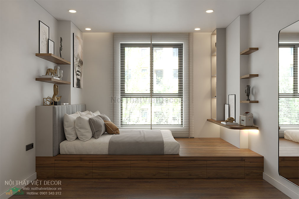 Nội thất Việt Decor thiết kế thi công nội thất chung cư 1 phòng ngủ + 45m2 tại Bình Dương phòng ngủ