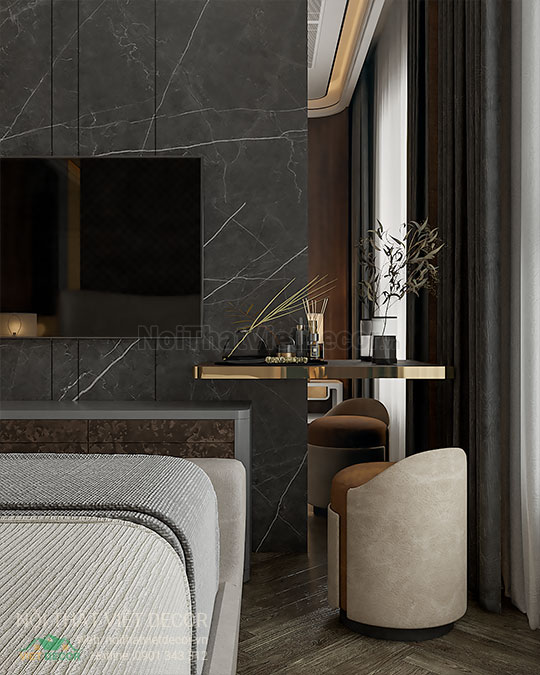 Nội thất Việt Decor thiết kế thi công nội thất căn hộ 3 phòng ngủ 89.39 m2 tại tp hồ chí minh phòng ngủ master bàn trang điểm