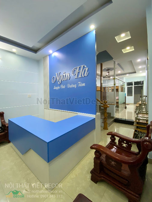 Nội thất Việt Decor thiết kế thi công nội thất, hoàn thiện trung tâm luyện chữ Ngân Hà thành phố Thủ Đức, thi công bàn lễ tân reception