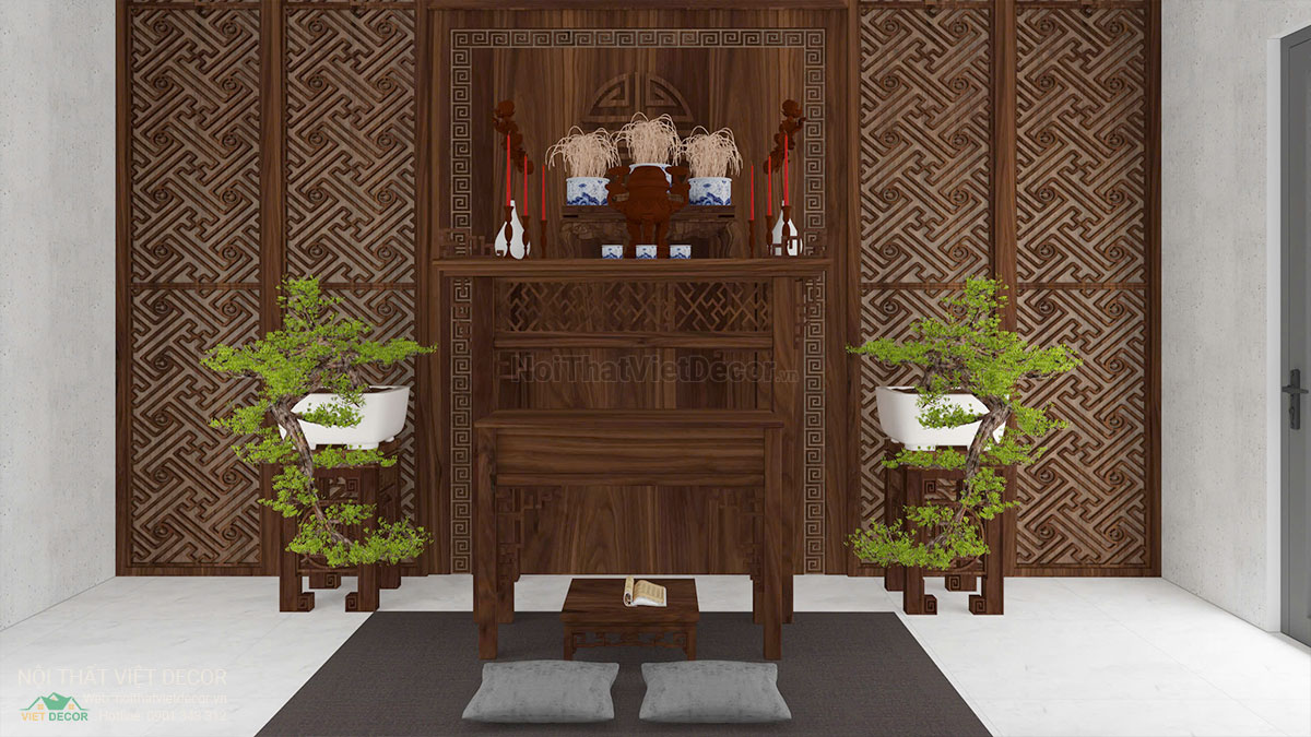 Nội thất Việt Decor thiết kế thi công nội thất hiện đại, biệt thự song lập 3 tầng tại Bến Lức Long An, phòng thờ