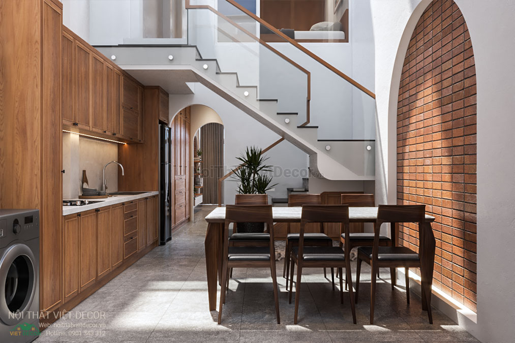 Nội thất Việt Decor thiết kế thi công nội thất nhà phố độc lạ, cá tính tại quận 2, thành phố Hồ Chí Minh, bàn ăn nhà bếp