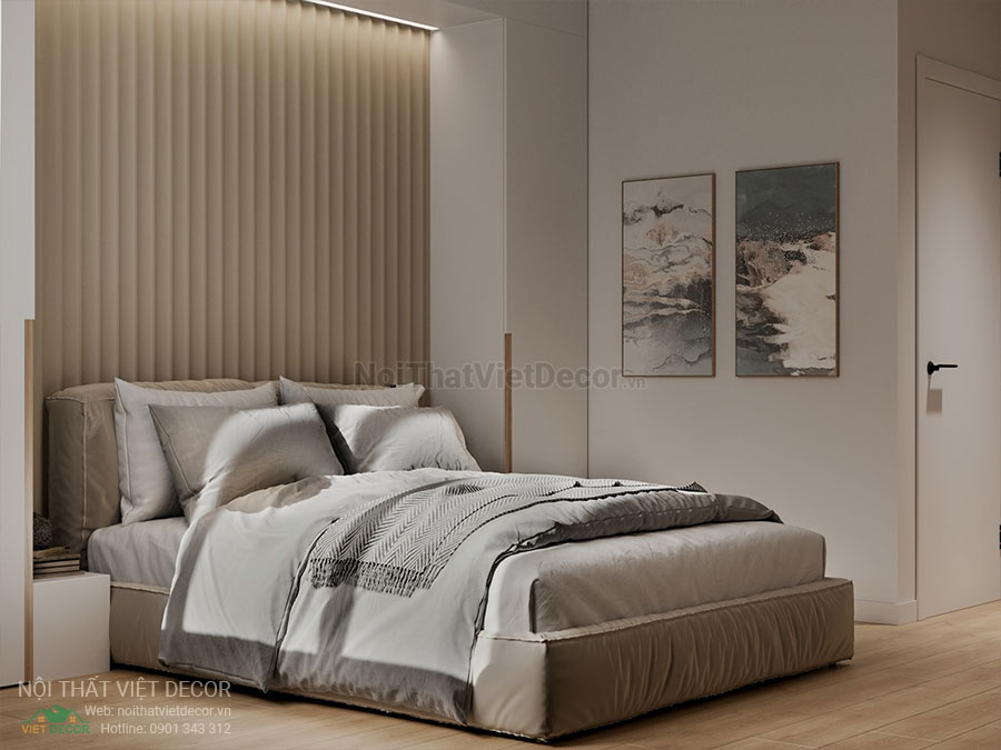 Nội thất Việt Decor mẫu phương án thiết kế phối cảnh 3D nội thất đẹp hiện đại căn hộ 1 phòng ngủ, phòng ngủ