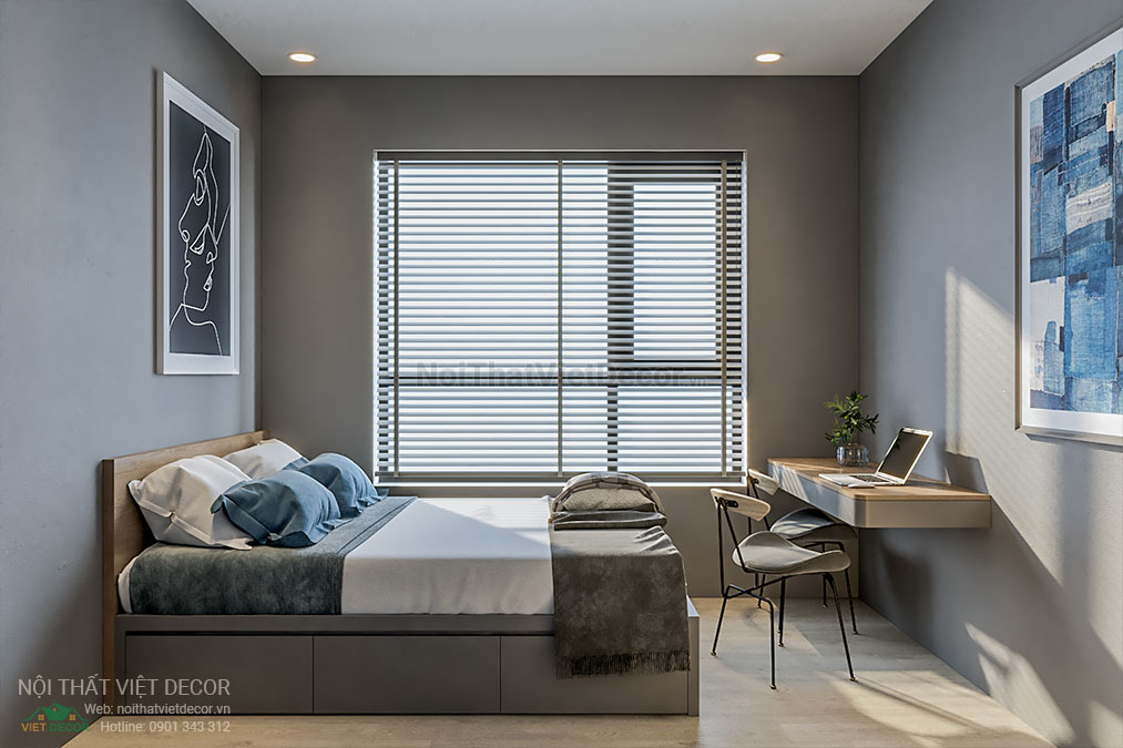 Nội thất Việt Decor thiết kế thi công nội thất căn hộ 3 phòng ngủ 89.39 m2 tại tp hồ chí minh phòng ngủ nhỏ