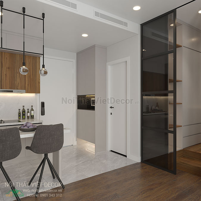 Nội thất Việt Decor thiết kế thi công nội thất chung cư 1 phòng ngủ + 45 m2 tại Bình Dương tủ giày