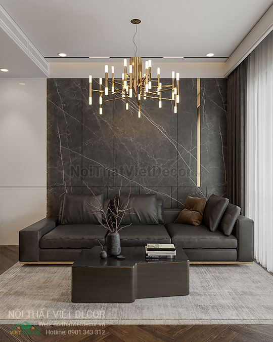 Nội thất Việt Decor thiết kế thi công nội thất căn hộ 3 phòng ngủ 89.39 m2 tại tp hồ chí minh phòng khách sofa, bàn trà