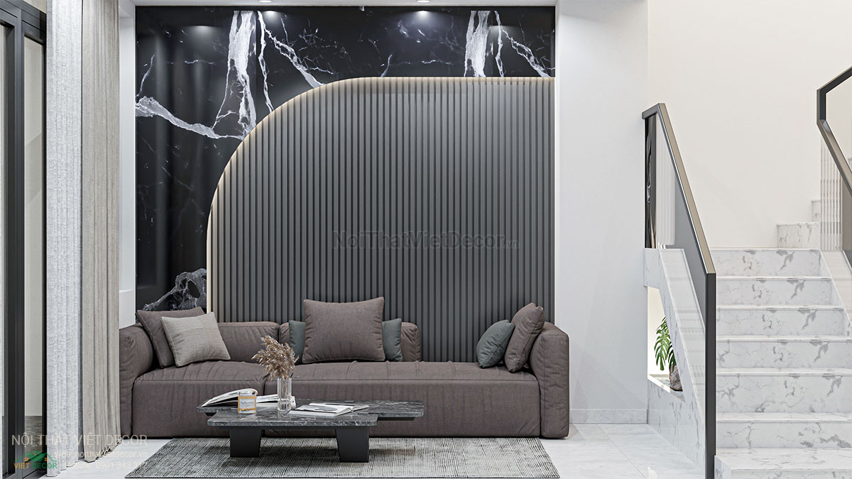 Nội thất Việt Decor thiết kế thi công nội thất nhà ở gia đình 3 tầng thuộc dự án Lavilla Tân An, Long An, sofa phòng khách