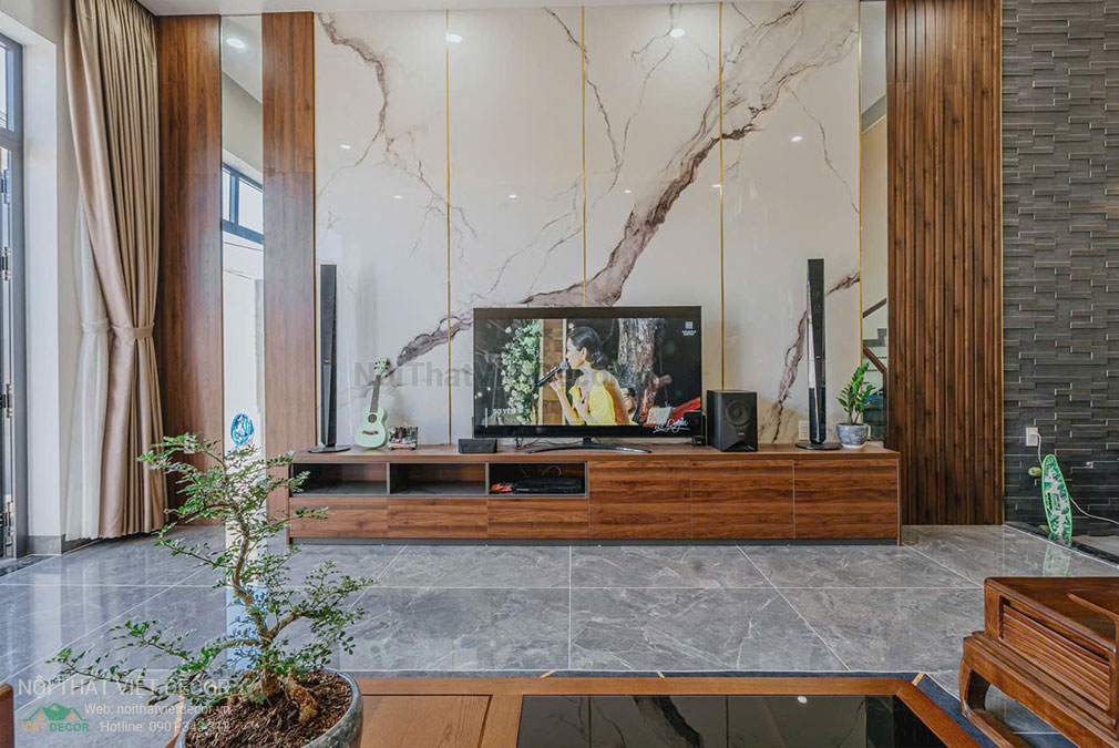 Nội thất Việt Decor thiết kế thi công nội thất nhà phố Long An kệ tivi