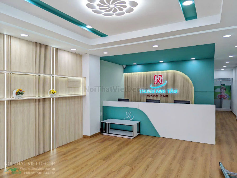 Nội thất Việt Decor thiết kế thi công nội thất, hoàn thiện phòng khám nha khoa Trung Anh Tâm quận 10 thành phố Hồ Chí Minh, reception