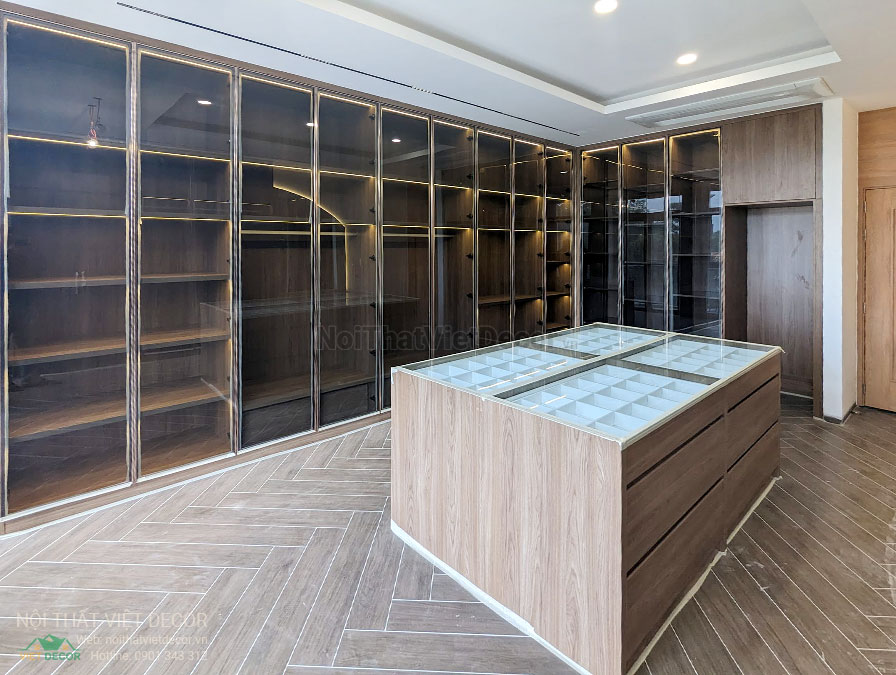 Nội Thất Việt Decor thiết kế thi công nội thất, tủ bếp gỗ công nghiệp An Cường, nhà phố 3 phòng ngủ tại tỉnh Cần Thơ, phòng thay đồ