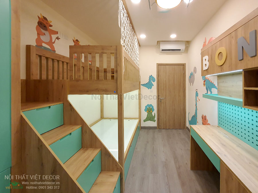Nội thất Việt Decor thiết kế thi công nội thất căn hộ 3 phòng ngủ chung cư Diamond Alnata, quận Tân Phú TP Hồ Chí Minh, phòng ngủ em bé