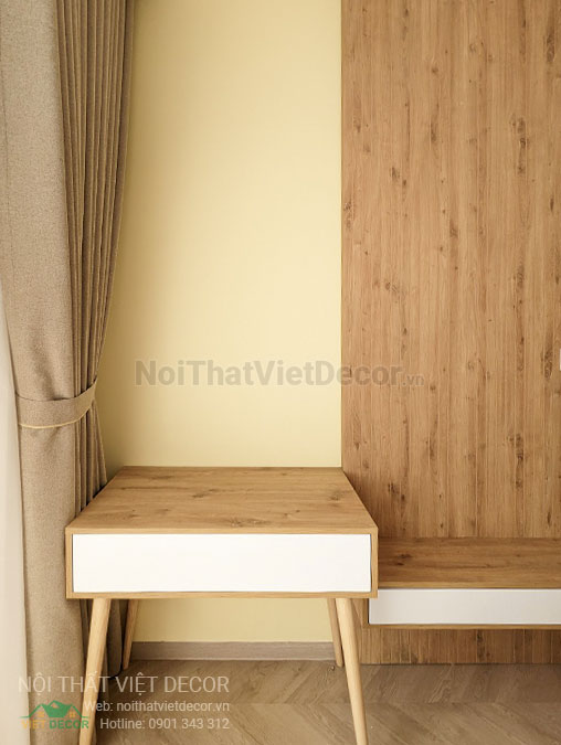 Nội Thất Việt Decor thiết kế thi công nội thất căn hộ 2 phòng ngủ chung cư Quận 9 Hồ Chí Minh, bàn học phòng ngủ nhỏ