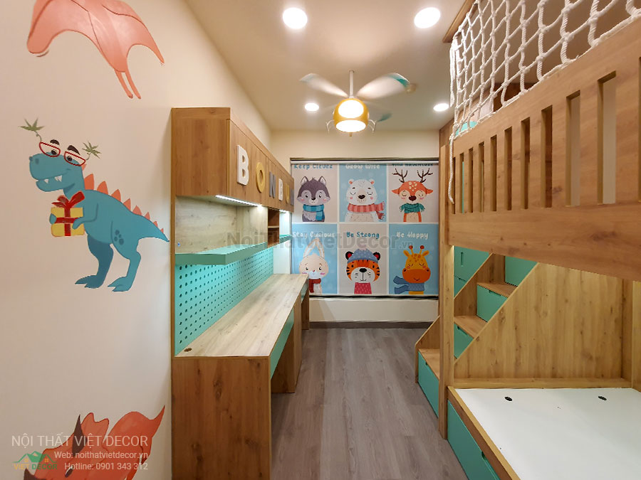 Nội thất Việt Decor thiết kế thi công nội thất căn hộ 3 phòng ngủ chung cư Diamond Alnata, quận Tân Phú TP Hồ Chí Minh, phòng ngủ em bé