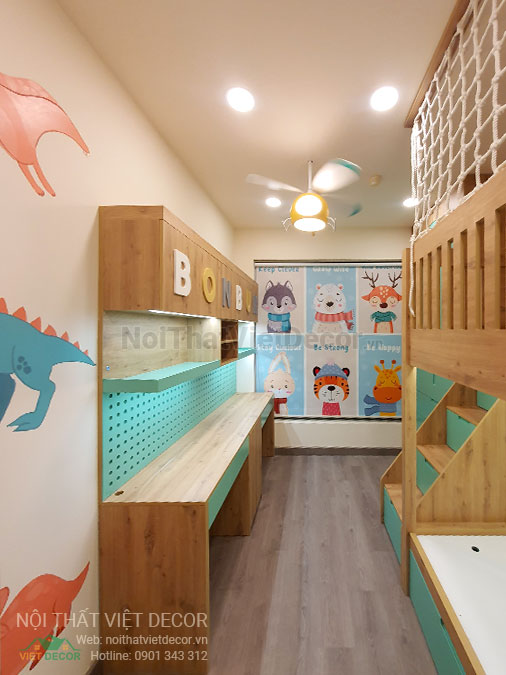 Nội thất Việt Decor thiết kế thi công nội thất căn hộ 3 phòng ngủ chung cư Diamond Alnata, quận Tân Phú TP Hồ Chí Minh, phòng ngủ em bé, bàn học