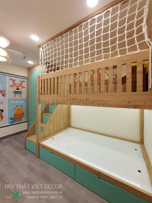 Nội thất Việt Decor thiết kế thi công nội thất căn hộ 3 phòng ngủ chung cư Diamond Alnata, quận Tân Phú TP Hồ Chí Minh, phòng ngủ em bé, giường ngủ