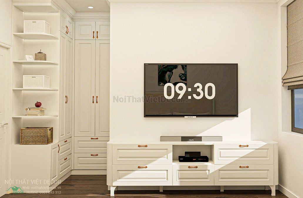 Nội thất Việt Decor thiết kế thi công nội thất tân cổ điển sang trọng luxury, nhà liên kế 3 tầng thuộc dự án Lavilla Green City Tân An, Long An, phòng ngủ 2 tầng 3