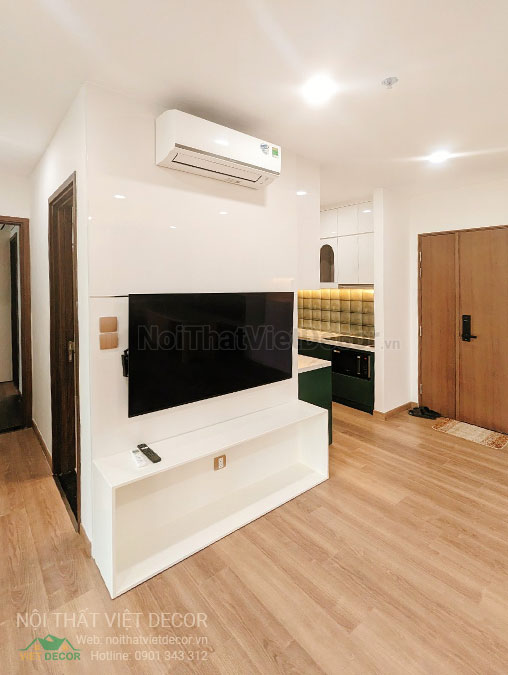 Nội thất Việt Decor thiết kế thi công nội thất căn hộ 3 phòng ngủ tòa nhà CII Tower Bình Thạnh Hồ Chí Minh kệ tivi phòng khách