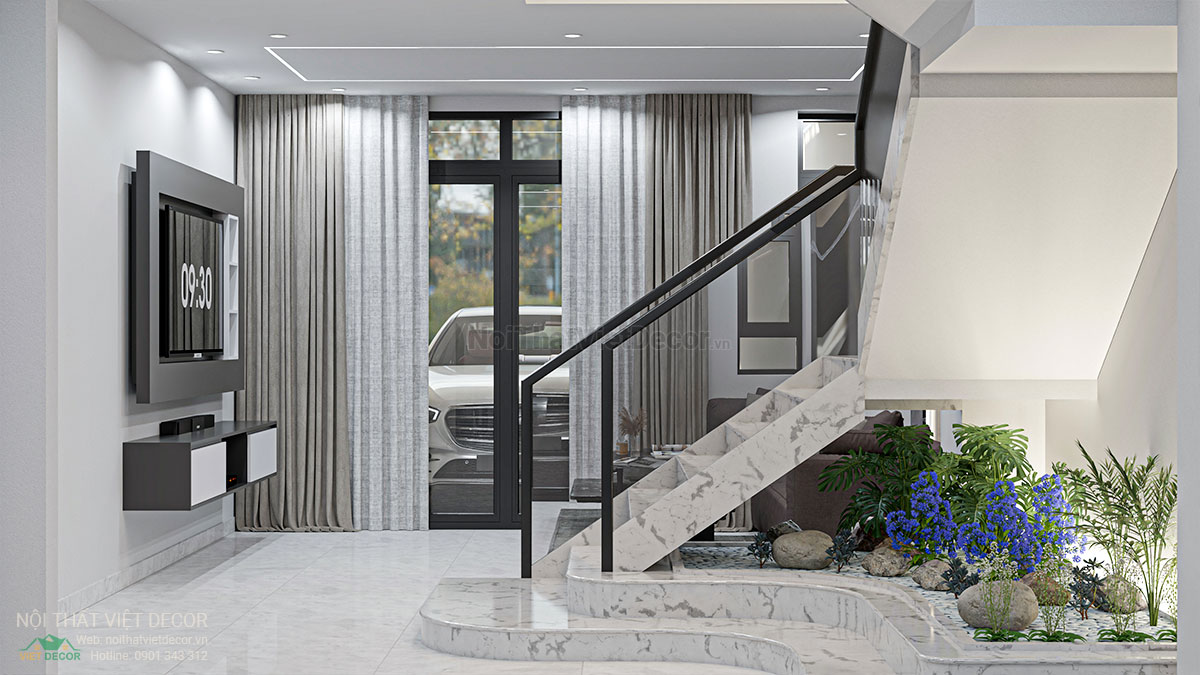 Nội thất Việt Decor thiết kế thi công nội thất nhà ở gia đình 3 tầng thuộc dự án Lavilla Tân An, Long An, tiểu cảnh phòng khách