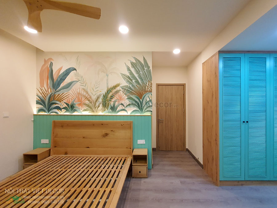 Nội thất Việt Decor thiết kế thi công nội thất căn hộ 3 phòng ngủ chung cư Diamond Alnata, quận Tân Phú TP Hồ Chí Minh, phòng ngủ lớn, giường ngủ