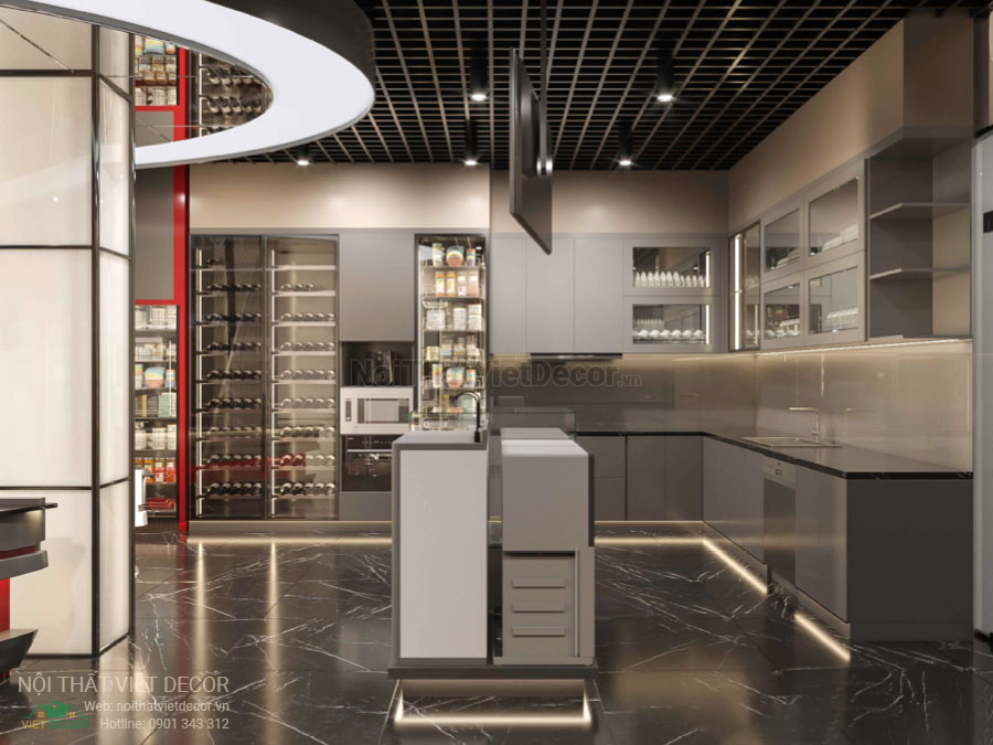 Nội thất Việt Decor thiết kế thi công trang trí nội thất showroom trưng bày thiết bị phụ kiện nhà bếp Canzy Miền Nam Tân Phú Thành Phố Hồ Chí Minh